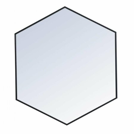 BLUEPRINTS 41 in. Metal Frame Hexagon Mirror in Black - 40.125 x 34.25 x 0.16 in. BL2222487